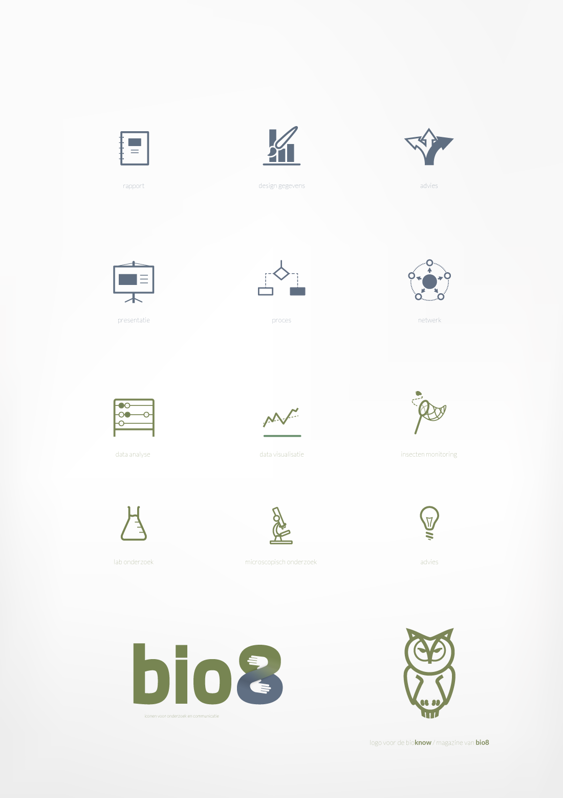 Bio8 iconen - Too Many Words | Infographics & identiteit te Utrecht
