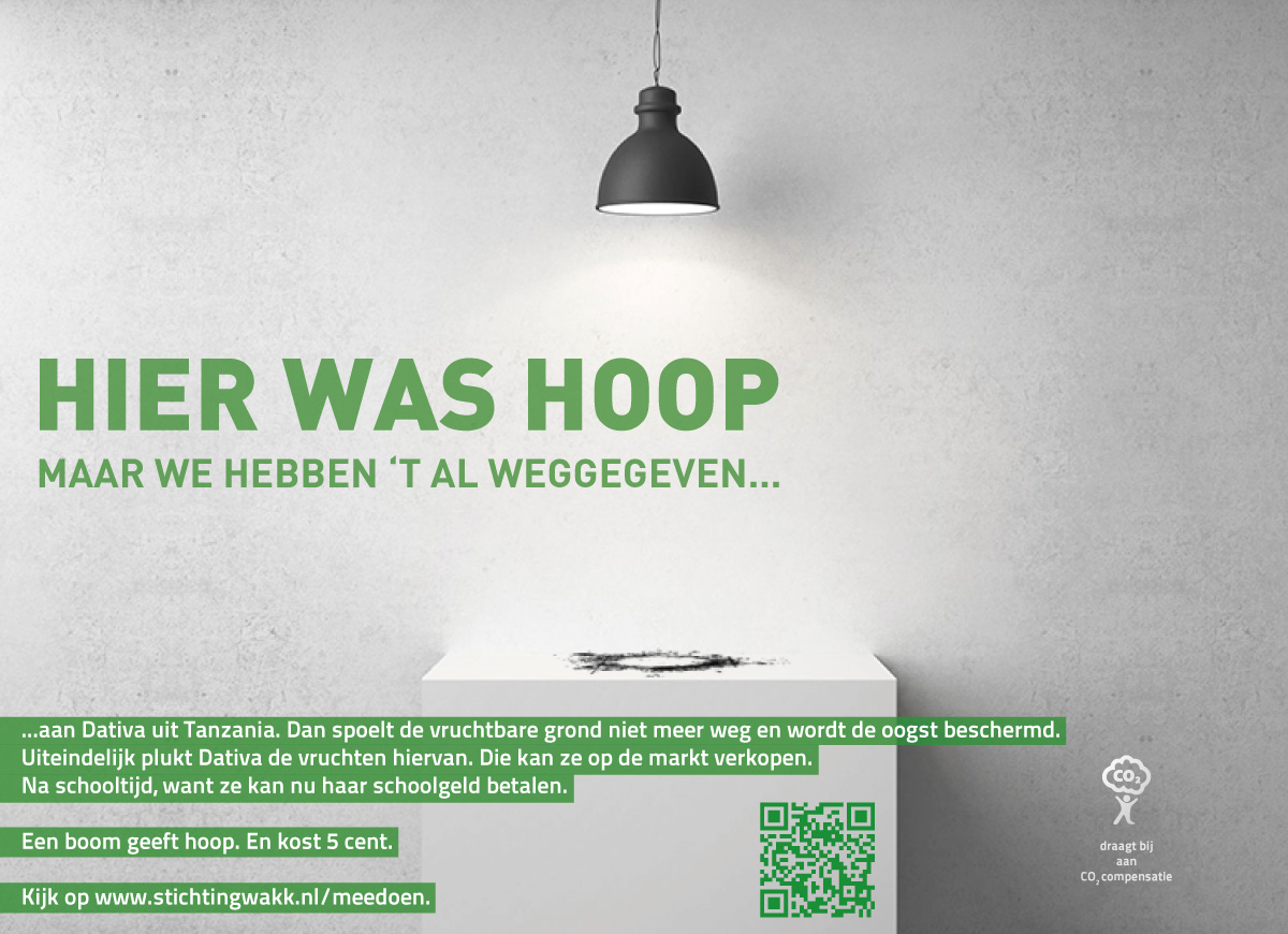 We hebben hoop weggegeven... | advertentie Stichting WakK |  Too Many Words | Infographics & identiteit te Utrecht